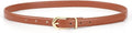 Women's Skinny Faux Leather Belt with Gold or Silver Buckle
