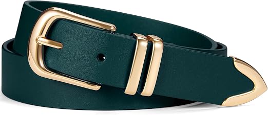 Women's PU Leather Belt with Gold Buckle | Fashion Waist Belt