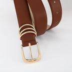 Women's Brown Belt with Gold Buckle | Fashion Waist Belt