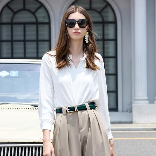 Women's PU Leather Belt with Gold Buckle | Fashion Waist Belt