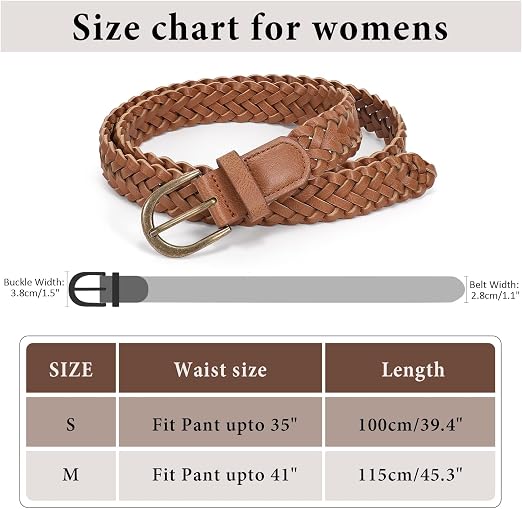 Women's Braided Faux Leather Belt | Adjustable Skinny Belt