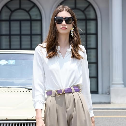 Women's PU Leather Belt with Gold Buckle | Fashion Belt