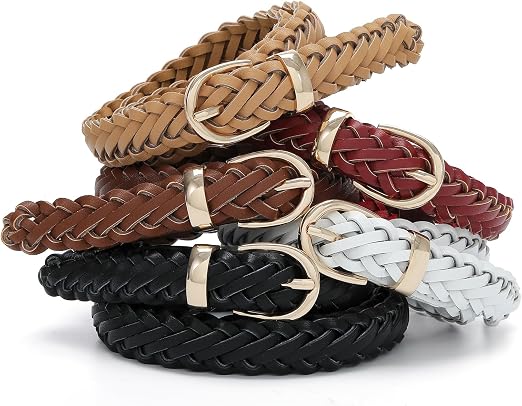 Women's Skinny Braided Faux Leather Belt | Adjustable