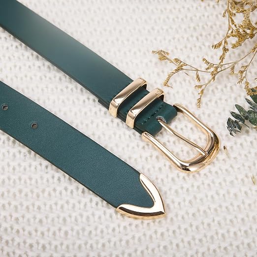Women's PU Leather Belt with Gold Buckle | Fashion Waist Belt