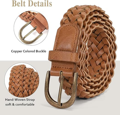 Women's Braided Faux Leather Belt | Adjustable Skinny Belt