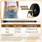 Women's Braided Woven Belt with Gold Buckle | Adjustable