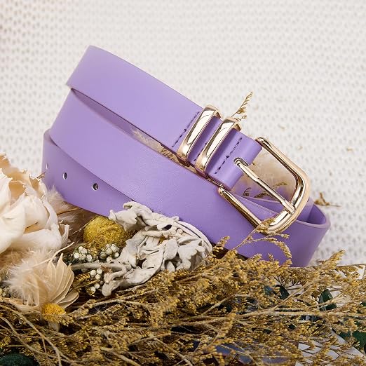 Women's PU Leather Belt with Gold Buckle | Fashion Belt